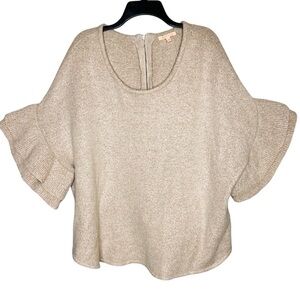 Gibson Latimer Ruffle Bell Sleeve Wool Blend Sweater
